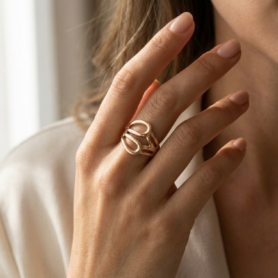 Sculpted Infinity Gold Statement Ring