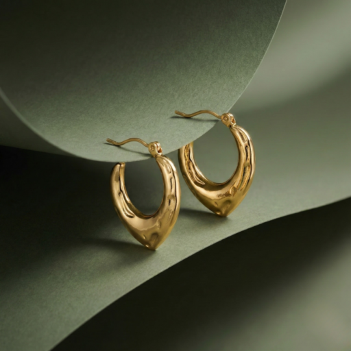 Bold Gold Crescent Hoop Earrings for Women | Sculpted Heart-Curve Hoops | Modern Statement Jewelry