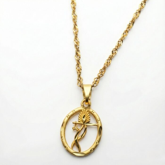 Gold Tone Om Pendant Necklace for Men with CZ Stones | Circular Om Locket with Sparkling Crescent Design & Rope Chain | Religious Spiritual Jewelry Gift for Him - Image 2