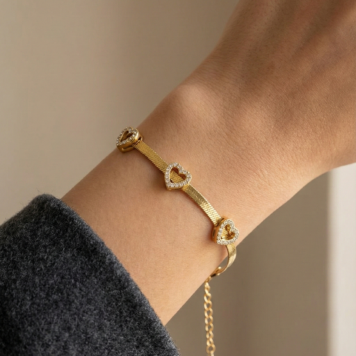 Minimalist Gold Plated Heart Bracelet for Women | Adjustable Chain Love Charm Bracelet | Elegant Daily Wear & Gift Jewelry