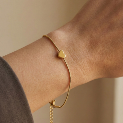 Minimalist Gold Plated Heart Bracelet for Women | Adjustable Chain Love Charm Bracelet | Elegant Daily Wear & Gift Jewelry
