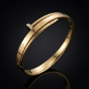 Screw Motif Bangle | Luxury Crystal Inlaid Hinged Bracelet | Designer-Inspired Minimalist Jewelry for Women