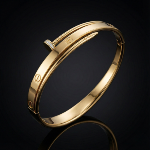 Screw Motif Bangle | Luxury Crystal Inlaid Hinged Bracelet | Designer-Inspired Minimalist Jewelry for Women