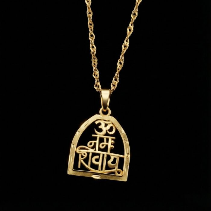 Premium Gold Plated Om Namah Shivaya Pendant for Men | Religious Lord Shiva Mahadev Locket with Rope Chain | Spiritual Mantra Necklace for Daily Wear & Gifting - Image 2