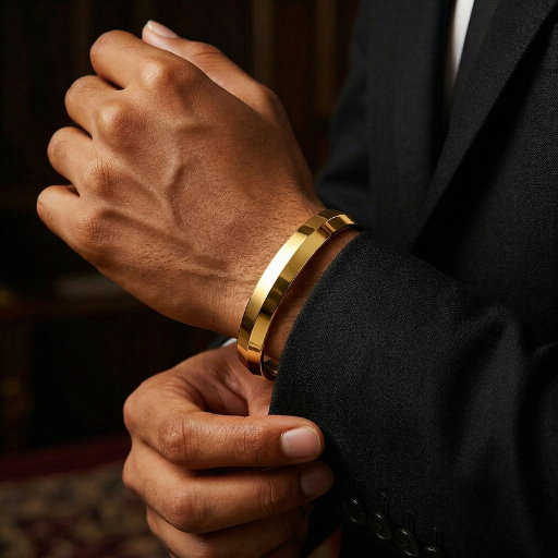 Define your look with a masterclass in geometric minimalism. This sleek gold-toned bangle features a striking knife-edge silhouette that transforms a classic accessory into a modern architectural statement.