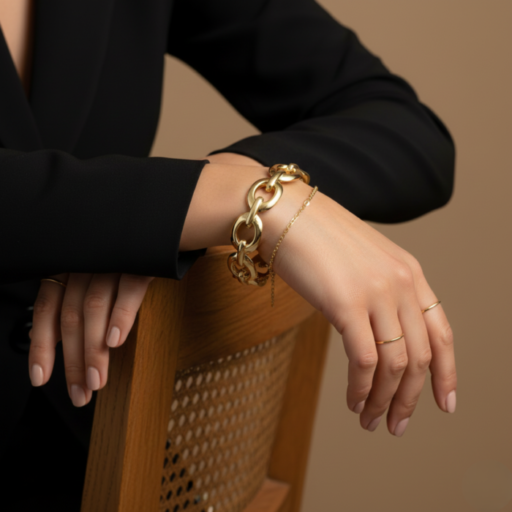 Luxury Gold-Tone Chunky Chain Bracelet for Women | Bold Designer Link Bracelet | Premium Statement Jewelry for Everyday & Party Wear