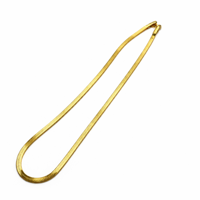 Premium Men’s Gold Herringbone Chain Necklace | 5mm Flat Snake Link | Waterproof Stainless Steel Streetwear Jewelry - Image 2