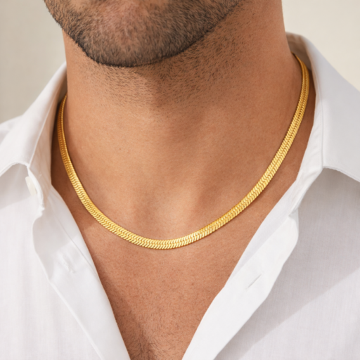 Elevate your everyday attire with the sleek fluidity of our Royal Herringbone Chain