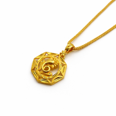 Premium Gold Plated Ganesha Pendant | Temple Hindu Necklace for Daily Wear & Gifting