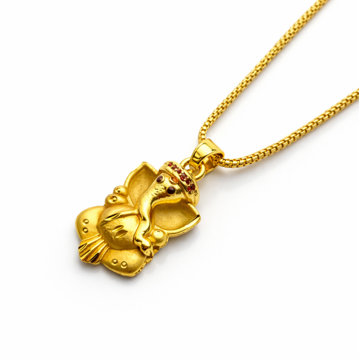 Lord Ganesha Gold Pendant Necklace | Divine Hindu Spiritual Jewelry for Wisdom & Prosperity - Image 2