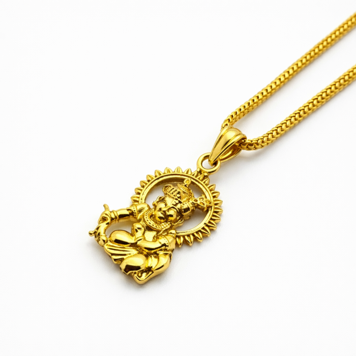 Lord Krishna Gold Pendant Necklace | Divine Hindu Spiritual Jewelry for Love, Peace & Blessings - Image 2