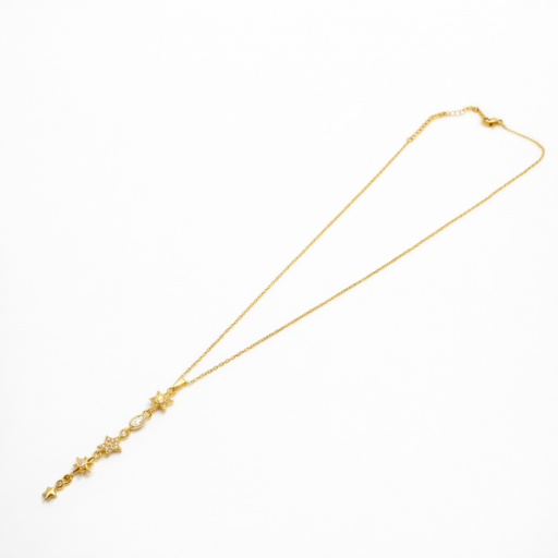 Gold Star Drop Pendant Necklace for Women | Crystal Celestial Charm Necklace | Elegant Minimal Jewelry