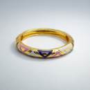 Luxury Gold Enamel Bangle Bracelet with Multicolor Geometric Inlay | Elegant Designer Jewelry