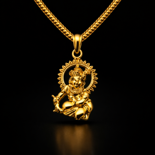 Lord Krishna Gold Pendant Necklace | Divine Hindu Spiritual Jewelry for Love, Peace & Blessings