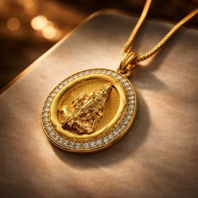 24K Gold Plated Lord Shiva Pendant Necklace with CZ Diamonds – Luxury Spiritual Jewelry for Men & Women