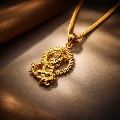 Lord Krishna Gold Pendant Necklace with Flute Design – Luxury Spiritual Jewelry Chain for Men & Women