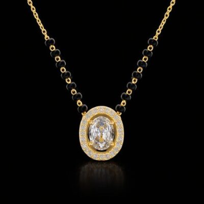 Blending sacred tradition with contemporary radiance, this gold-toned Mangalsutra is a testament to timeless elegance. Featuring a brilliant centerpiece and delicate beadwork, it is designed for the modern woman who honors her heritage with style.