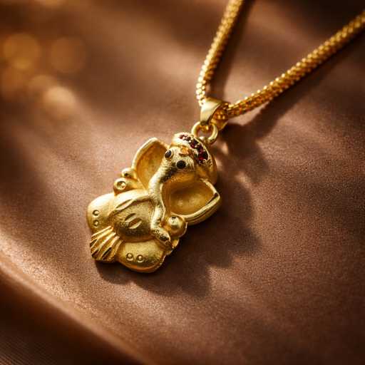 Lord Ganesha Gold Pendant Necklace – Ganpati Bappa Spiritual Chain for Prosperity, Success & Protection