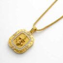 Lord Krishna Gold Pendant Necklace with CZ Stones – Flute Krishna Spiritual Chain for Love, Peace and Blessings