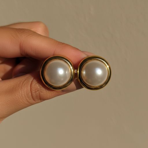 Pearl Stud Earrings for Women – Gold Plated Classic Round Pearl Earrings | Elegant Minimal Jewelry