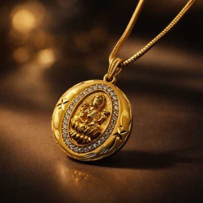 Goddess Lakshmi Gold Pendant Necklace – Mahalaxmi Spiritual Chain for Wealth, Prosperity and Blessings