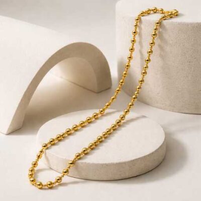 Gold Beaded Chain Necklace for Women & Men – Minimal Designer Ball Chain Jewelry for Daily Wear