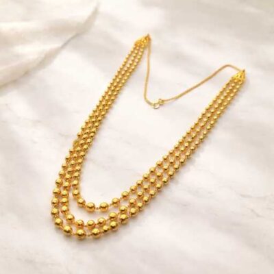 Multi Layer Gold Beaded Necklace for Women – Elegant Designer Ball Chain Jewelry for Traditional & Daily Wear
