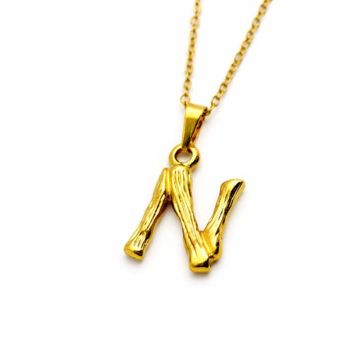 Gold Plated Letter N Pendant Necklace for Men & Women | Stylish Initial Alphabet Chain | Personalized Jewelry Gift