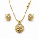 Gold Crystal Pendant Set for Women | Elegant Necklace with Matching Earrings | Luxury Party & Daily Wear Jewelry