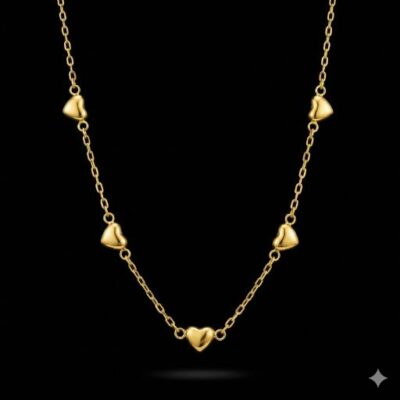 Gold Heart Charm Chain Necklace for Women | Minimal Heart Link Necklace | Elegant Daily Wear Jewelry