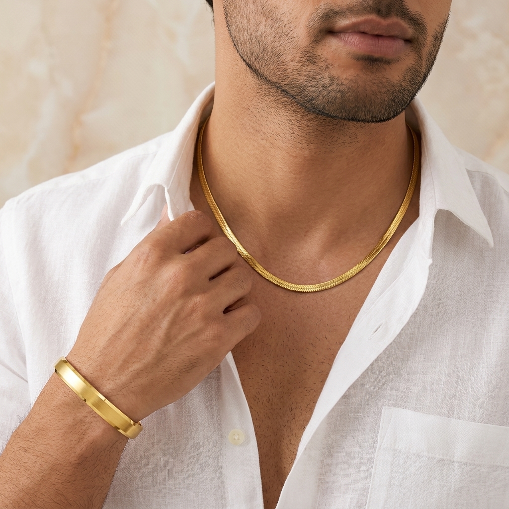 2 The Royal Gold Duo SNAKE CHAIN  + Signature Men’s Kada