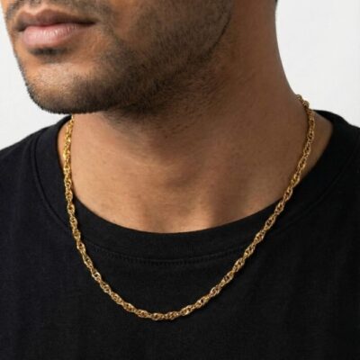 Men’s Gold Curb Chain Necklace – Classic Flat Link Design