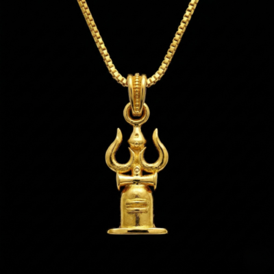 Lord Shiva Trishul Gold Pendant Necklace | Sacred Hindu Spiritual Jewelry Symbol of Protection