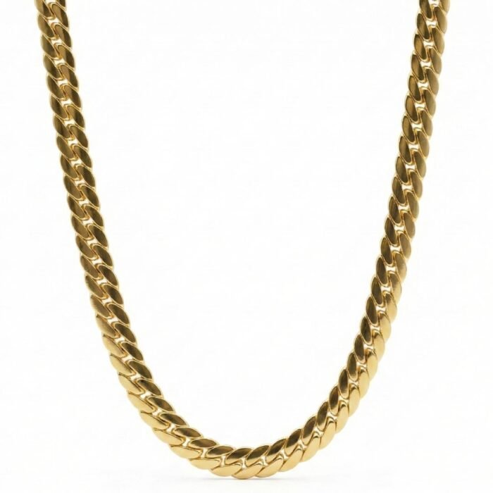 Premium Gold Tone Flat Chain for Men – Classic Herringbone Weave - Image 2
