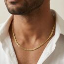 Premium Gold Tone Flat Chain for Men – Classic Herringbone Weave