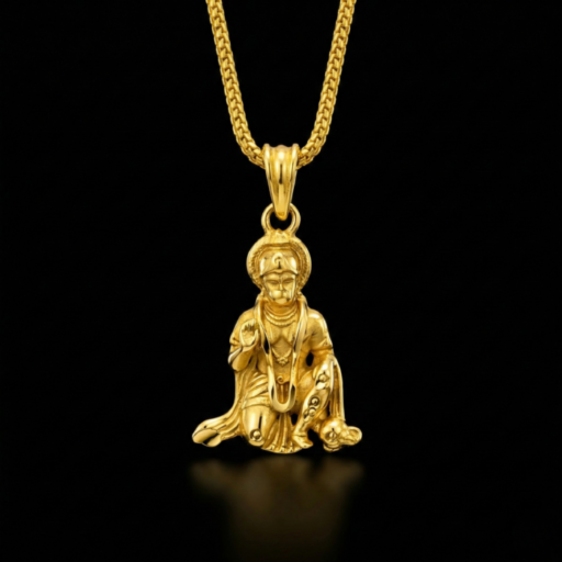 Lord Hanuman Gold Pendant Necklace | Divine Hindu Spiritual Jewelry for Strength & Protection