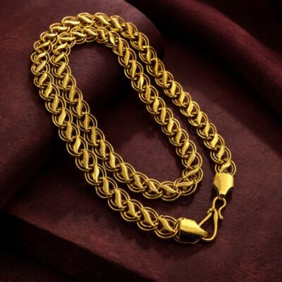 Bold Gold-Tone Bismark Mesh Link Chain Necklace | Heavy Double-Layered Woven Statement Chain for Men | 18K Gold Plated Intricate Byzantine Style Jewelry | Rugged Luxe Mens Choker