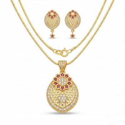 Embrace the richness of heritage-inspired luxury with this masterfully crafted jewelry set. Featuring a masterclass in traditional filigree work and vibrant gemstone accents, this piece offers a sophisticated "shrine-style" silhouette that serves as a radiant expression of timeless grace.