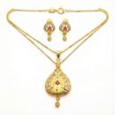 Embrace the peak of heritage-inspired luxury with this masterfully crafted jewelry set. Featuring a masterclass in architectural line-work and vibrant gemstone accents, this piece offers a sophisticated "shrine-style" silhouette that serves as a radiant expression of timeless grace and modern opulence.