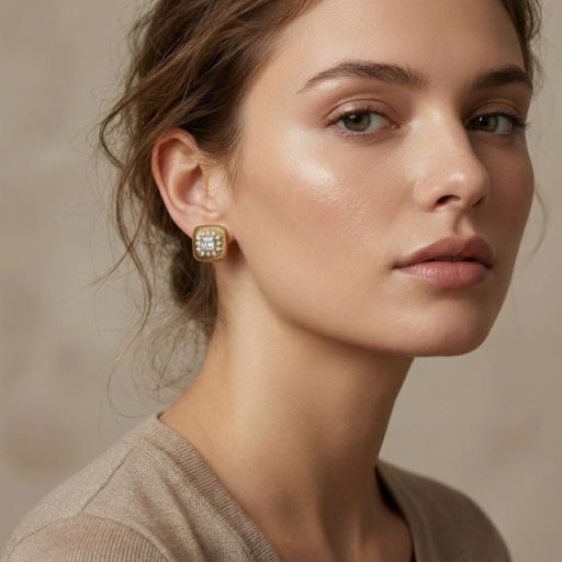 Embrace the peak of vintage-inspired luxury with these impeccably crafted gold-toned stud earrings. Featuring a masterclass in texture and brilliant light-play, this pair offers a sophisticated "halo" silhouette that serves as the ultimate statement of timeless elegance.