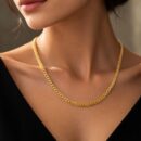 Gold-Tone Braided Wheat Chain Necklace | Spiga Weave Rounded Link Chain for Men & Women | 18K Gold Plated Durable Statement Jewelry | High-Shine Minimalist Rope Style Chain