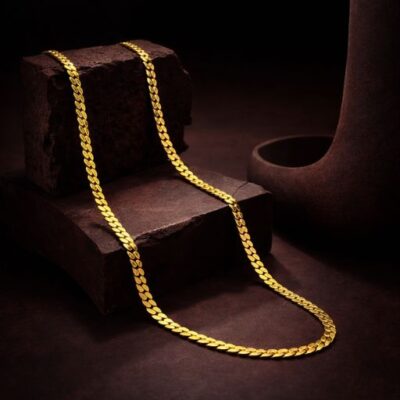 Gold-Tone Braided Wheat Chain Necklace | Spiga Weave Rounded Link Chain for Men & Women | 18K Gold Plated Durable Statement Jewelry | High-Shine Minimalist Rope Style Chain
