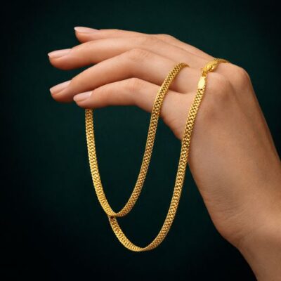 Classic Gold-Tone Flat Curb Link Chain Necklace | Sleek 18K Gold Plated Unisex Minimalist Choker | Dainty Liquid Gold Silk Chain for Layering | High-Shine Jewelry Gift for Men & Women