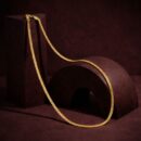 Luxurious Gold-Tone Woven Mesh Chain Necklace | Sleek Flat Braided Link Choker | 18K Gold Plated Fluid Silk Chain for Men & Women | High-Shine Minimalist Layering Jewelry